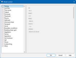 Aeolis Model Control dialog