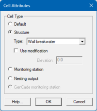 Cell attributes dialog for the structure type indicated.