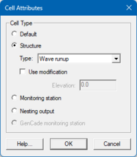 Cell attributes dialog for the structure type indicated.