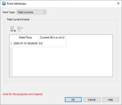 Figure 3. Display of Point Attribute screen for Tidal Current gages.
