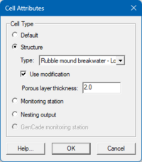 Cell attributes dialog for the structure type indicated.